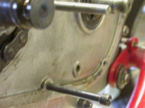 Hole reveals missing engine stud